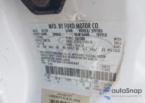 2008 Ford F-250 Xl/Xlt from USA, damaged, VIN 1FTNF205X8EB30247